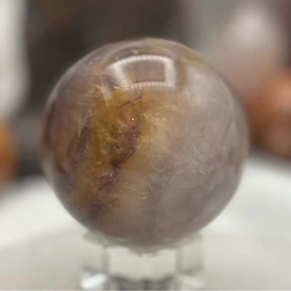 Fluorite Sphere Yellow & Purple - Picture 3 of 4